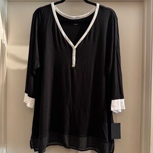 NWT DKNY black knit pullover top Size 3X